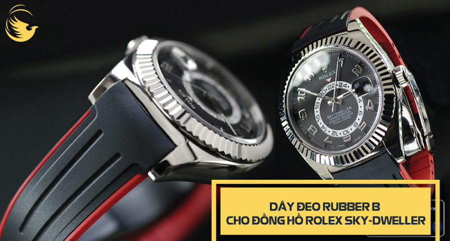 gioi thieu day deo rubber b cho dong ho rolex sky dweller