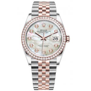 Rolex Datejust 36mm Demi Rose Gold 126281RBR MOP Diamond
