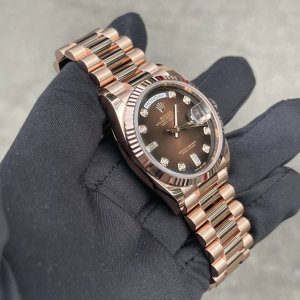 Rolex Day-Date 36mm Everose Gold Brown Diamond Dial 128235