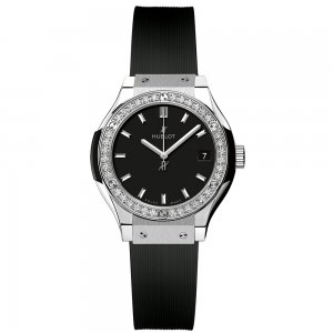 Hublot Classic Fusion 33mm Black Titanium Diamonds Bezel 