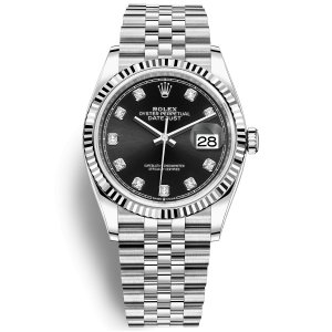 Rolex Datejust 126234 Mặt Đen Cọc Số Kim Cương 36mm