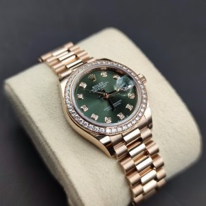 Rolex Lady Datejust 28mm Everose Gold 279135RBR Olive Green Diamond